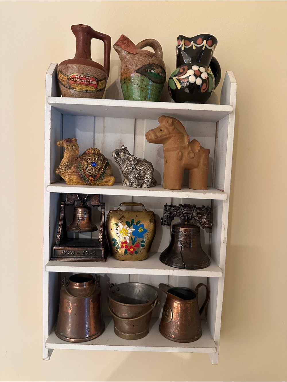 Vintage Trinket shelf Display with miniatures